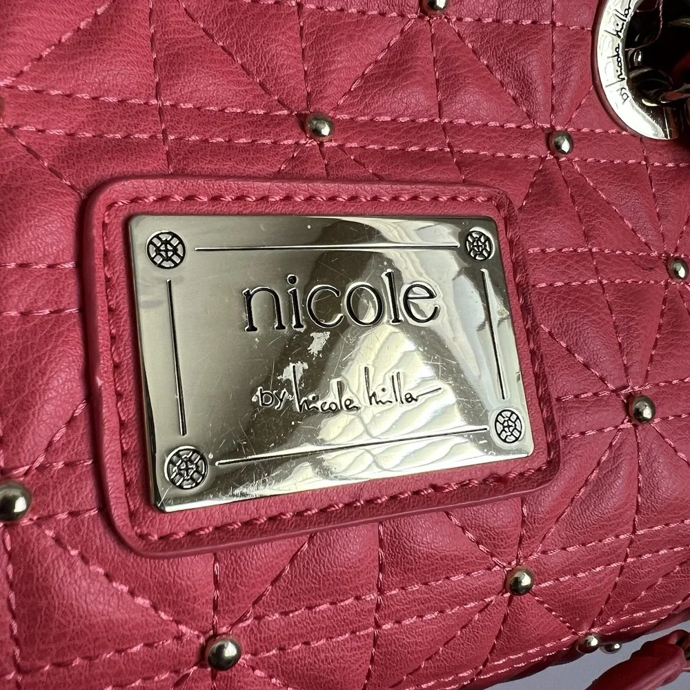 Nicole‎ by Nicole Miller Quilted Shoulder Bag with Chain Strap Coral Studded